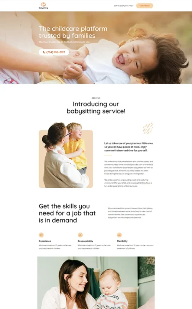 Modèle de site Babysitting 1 — WordPress par WPUltime