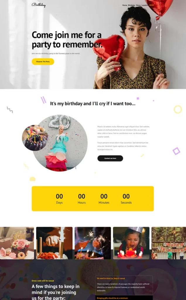 Modèle de site Anniversaire — WordPress par WPUltime
