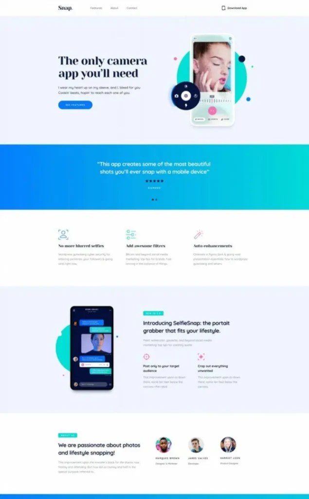 Modèle de site Camera App — WordPress par WPUltime