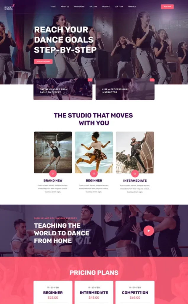 Modèle de site Danceschool — WordPress par WPUltime