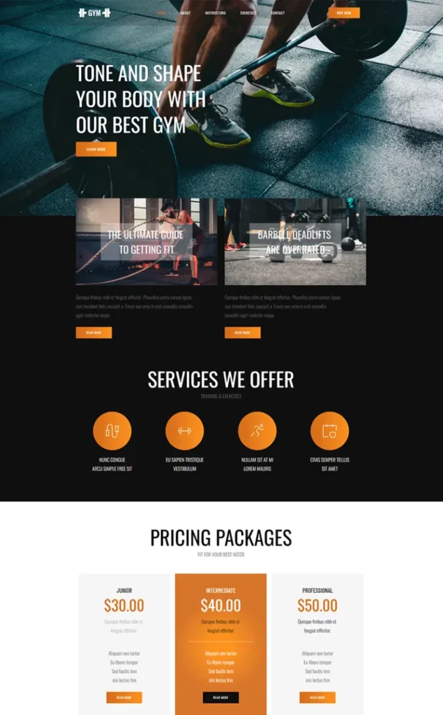 Modèle de site Gym2 — WordPress par WPUltime