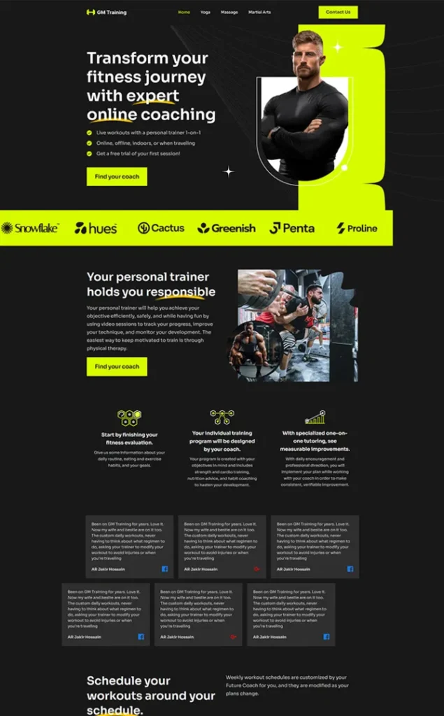 Modèle de site Gymtrainer — WordPress par WPUltime