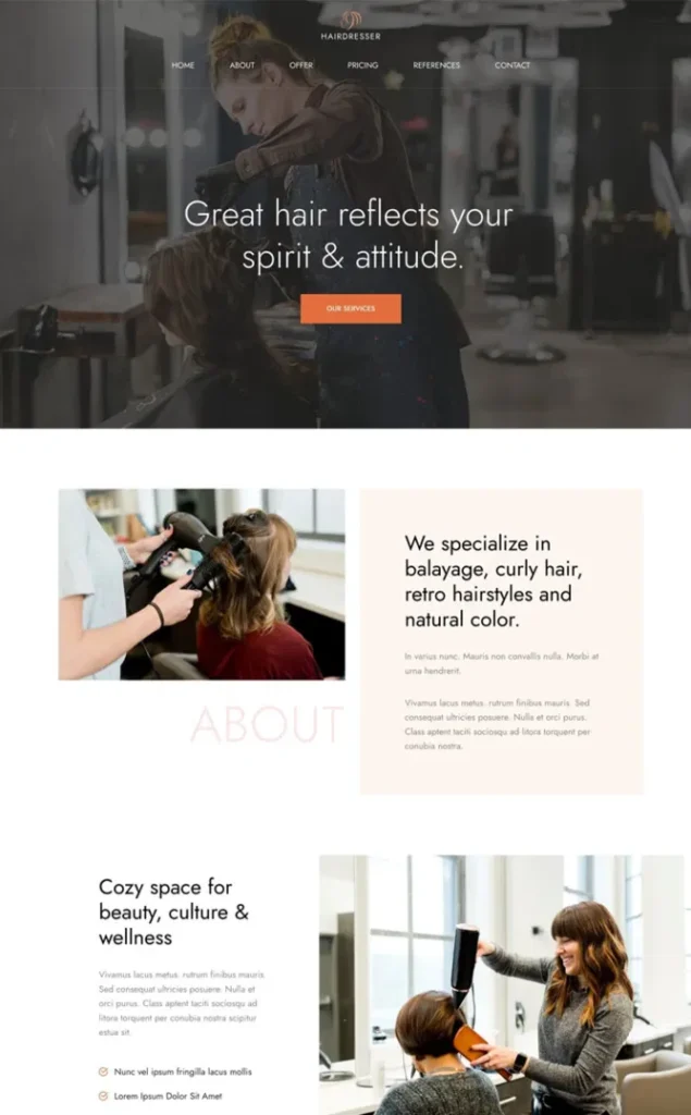 Modèle de site Coiffeur — WordPress par WPUltime