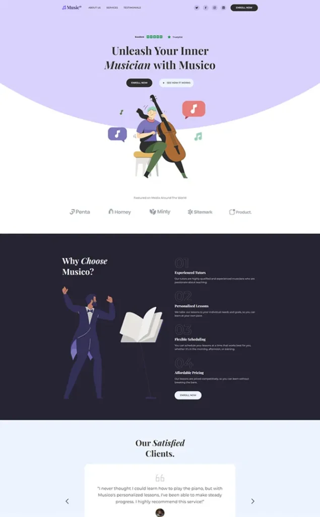 Modèle de site Musictutor — WordPress par WPUltime