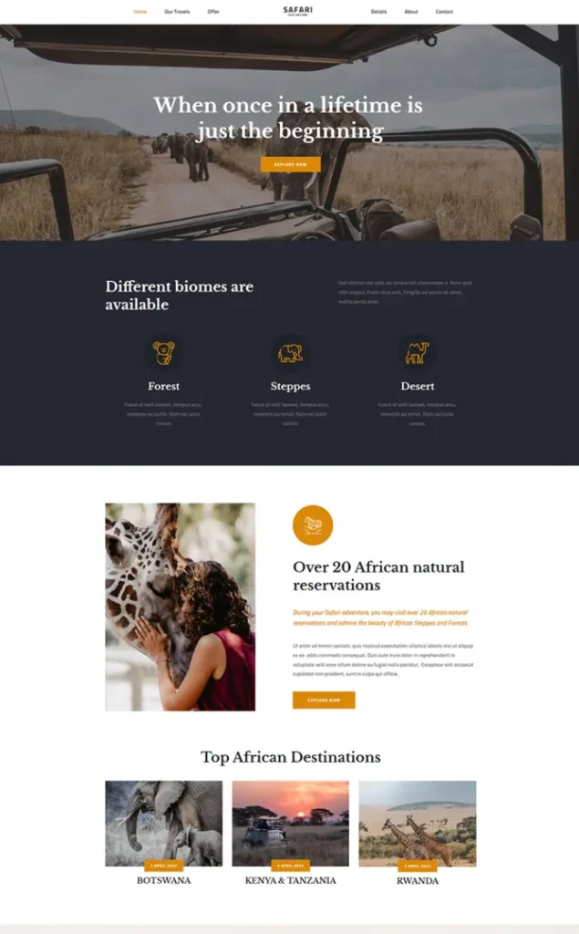 Modèle de site Safari — WordPress par WPUltime