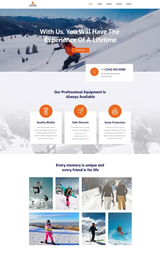Modèle de site Skiing — WordPress par WPUltime