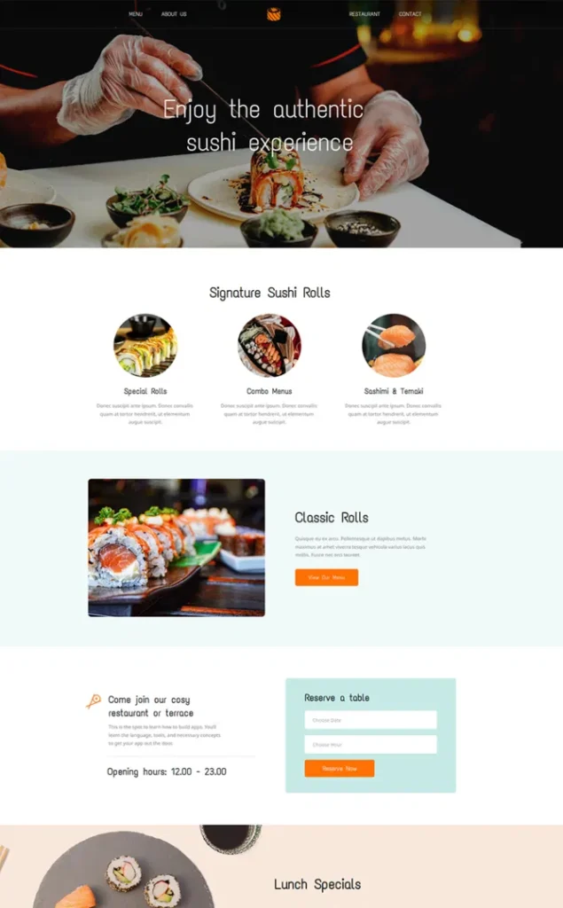 Modèle de site Sushi — WordPress par WPUltime