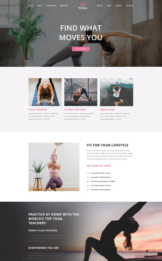 Modèle de site Yoga2 — WordPress par WPUltime